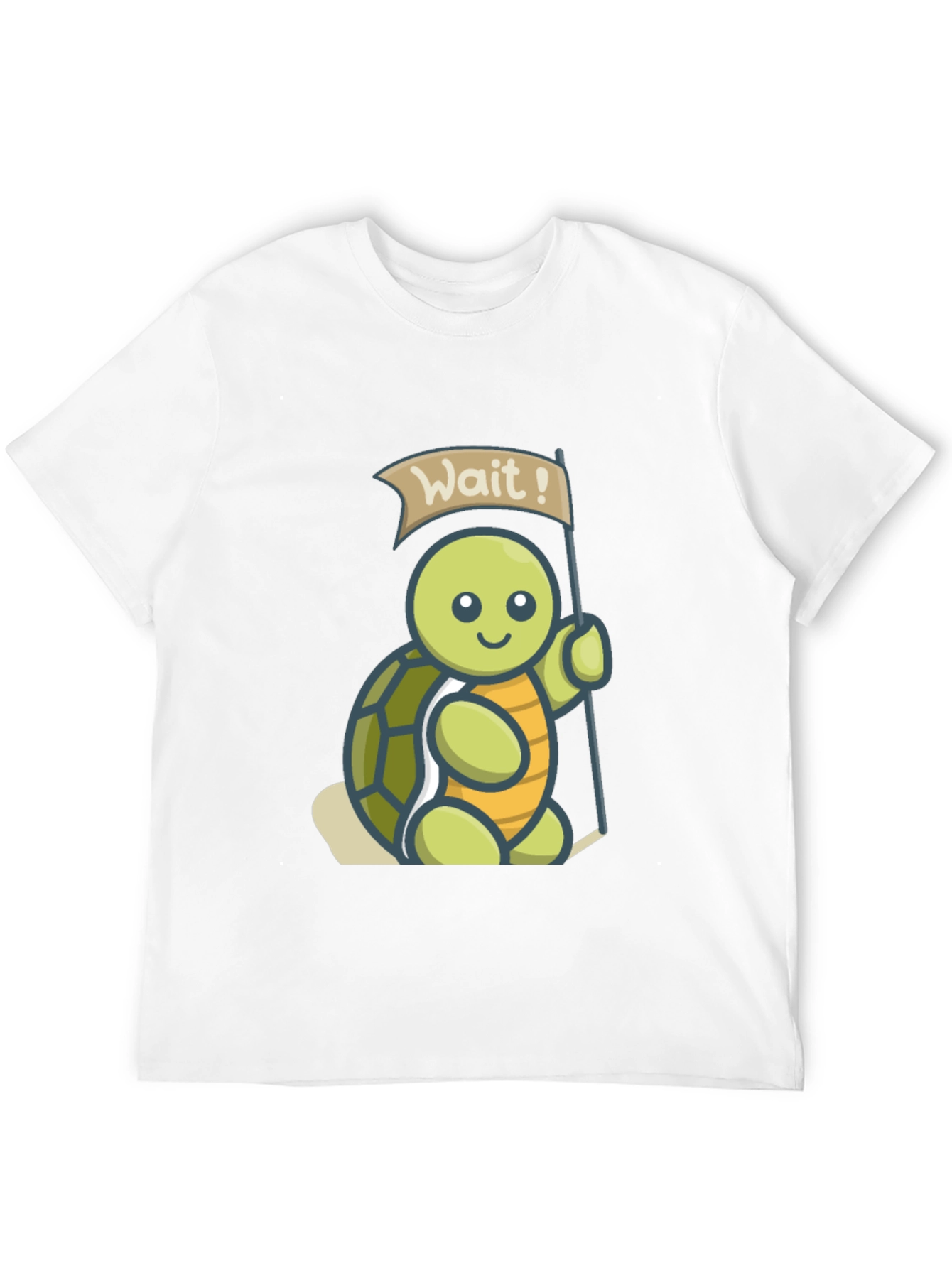 Cute Turtle Wait! Graphic Black T-Shirt