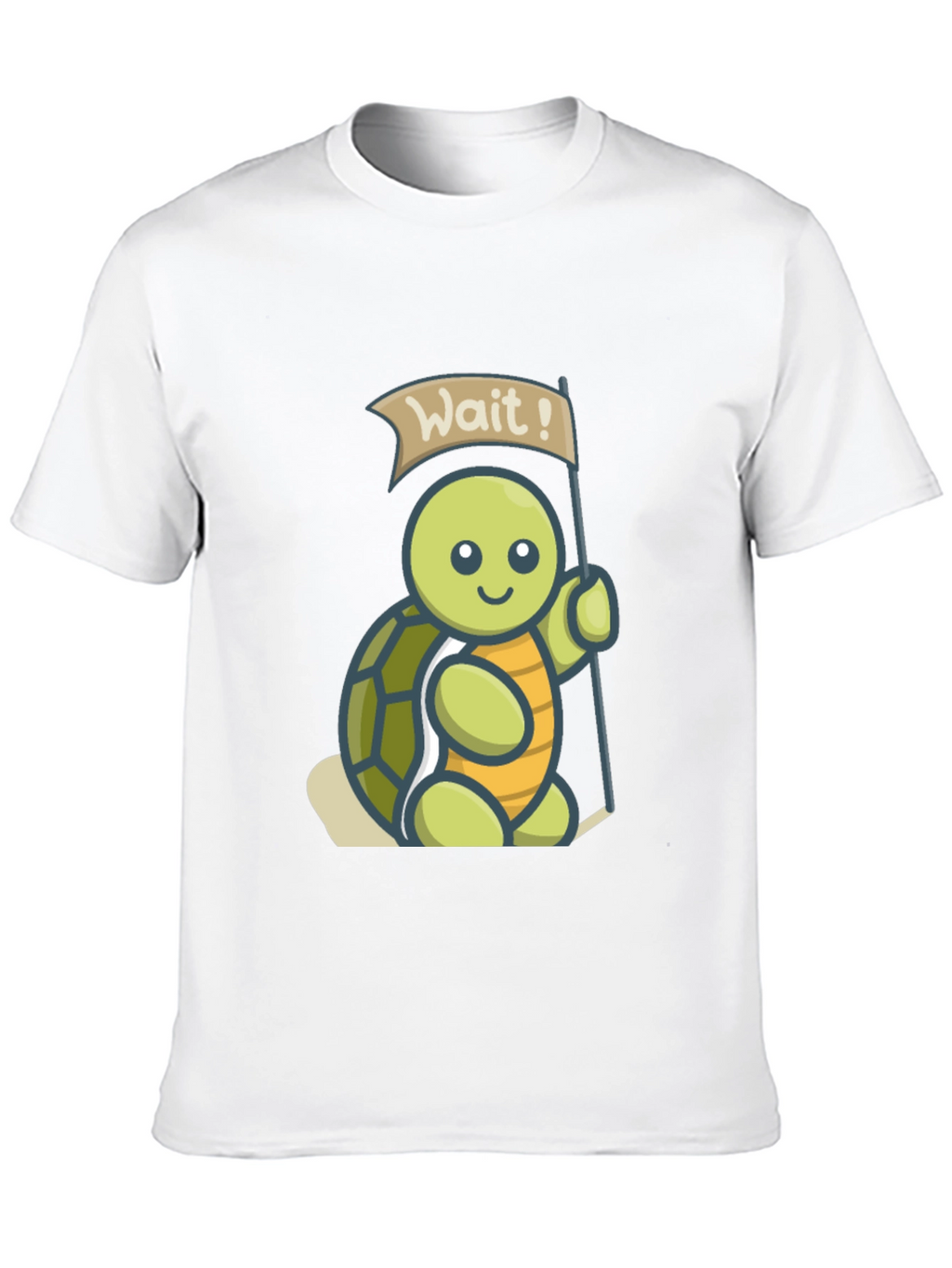 Cute Turtle Wait! Graphic Black T-Shirt