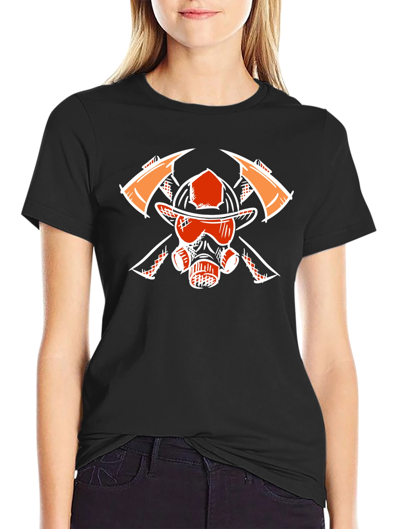 Firefighter Graphic Tee - Axes Helmet Mask