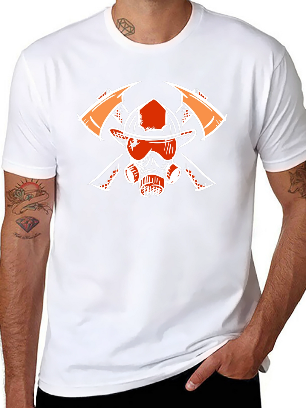 Firefighter Graphic Tee - Axes Helmet Mask