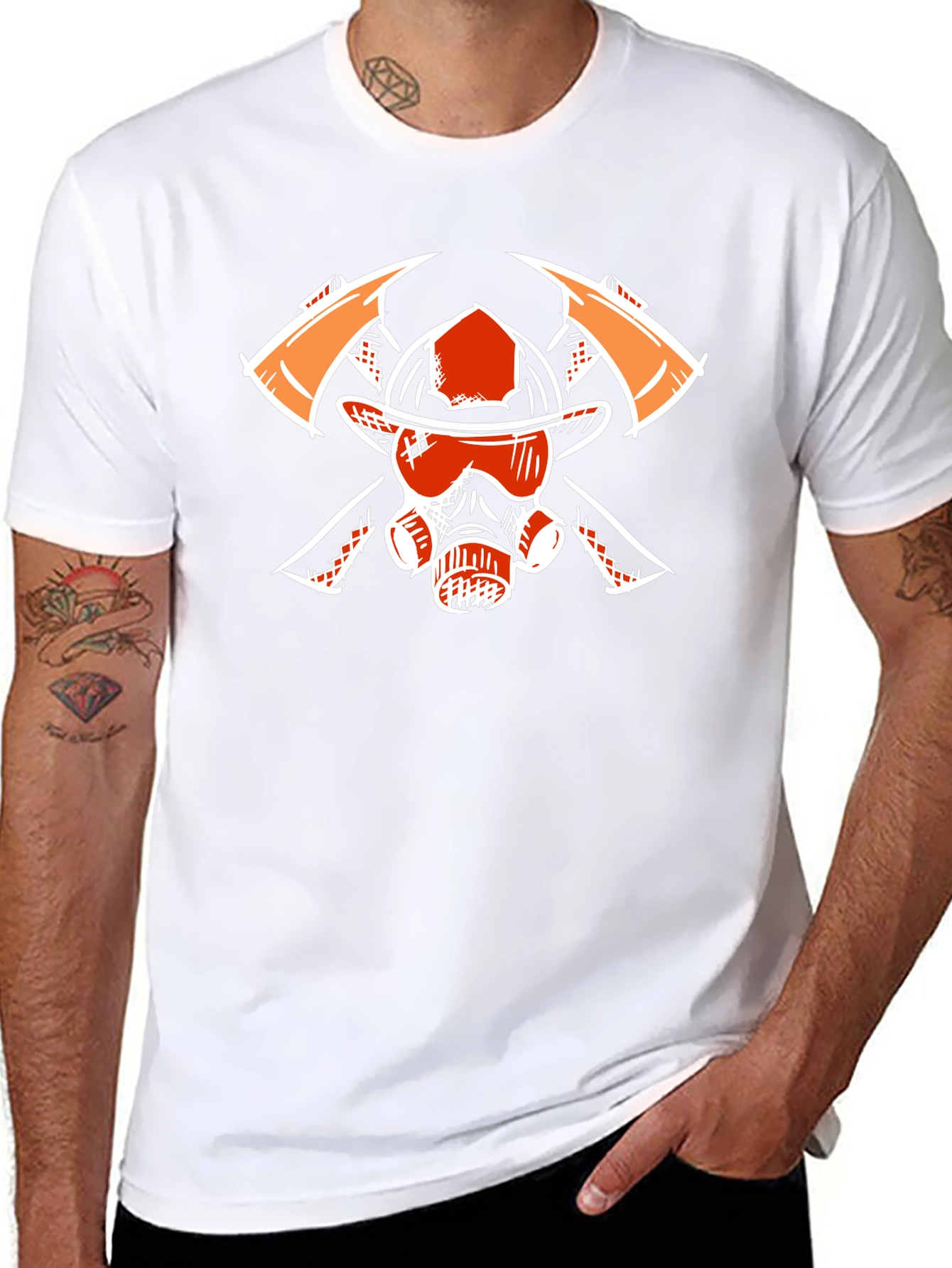 Firefighter Graphic Tee - Axes Helmet Mask