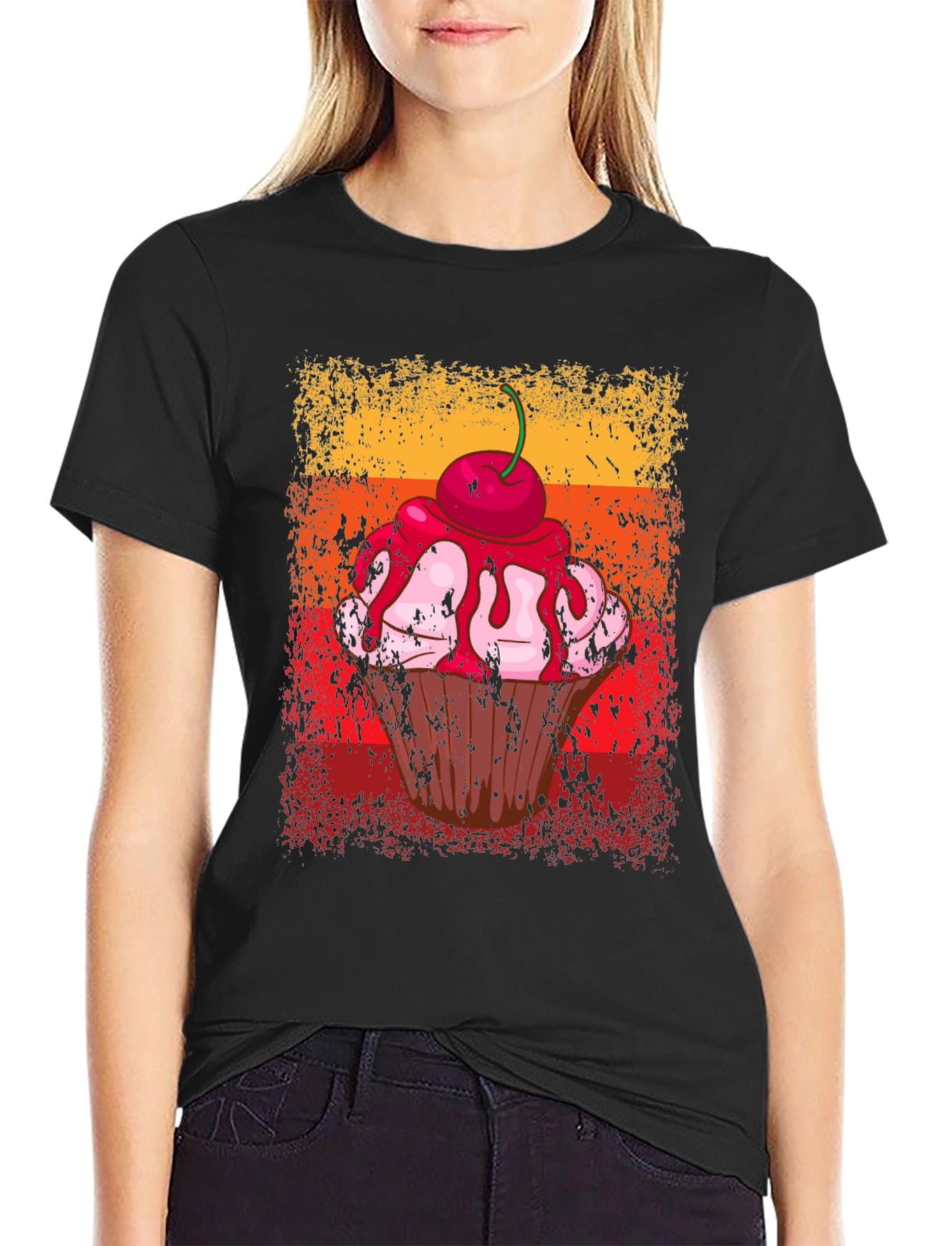 Retro Cupcake Graphic Tee - Stylish Novelty T-Shirt