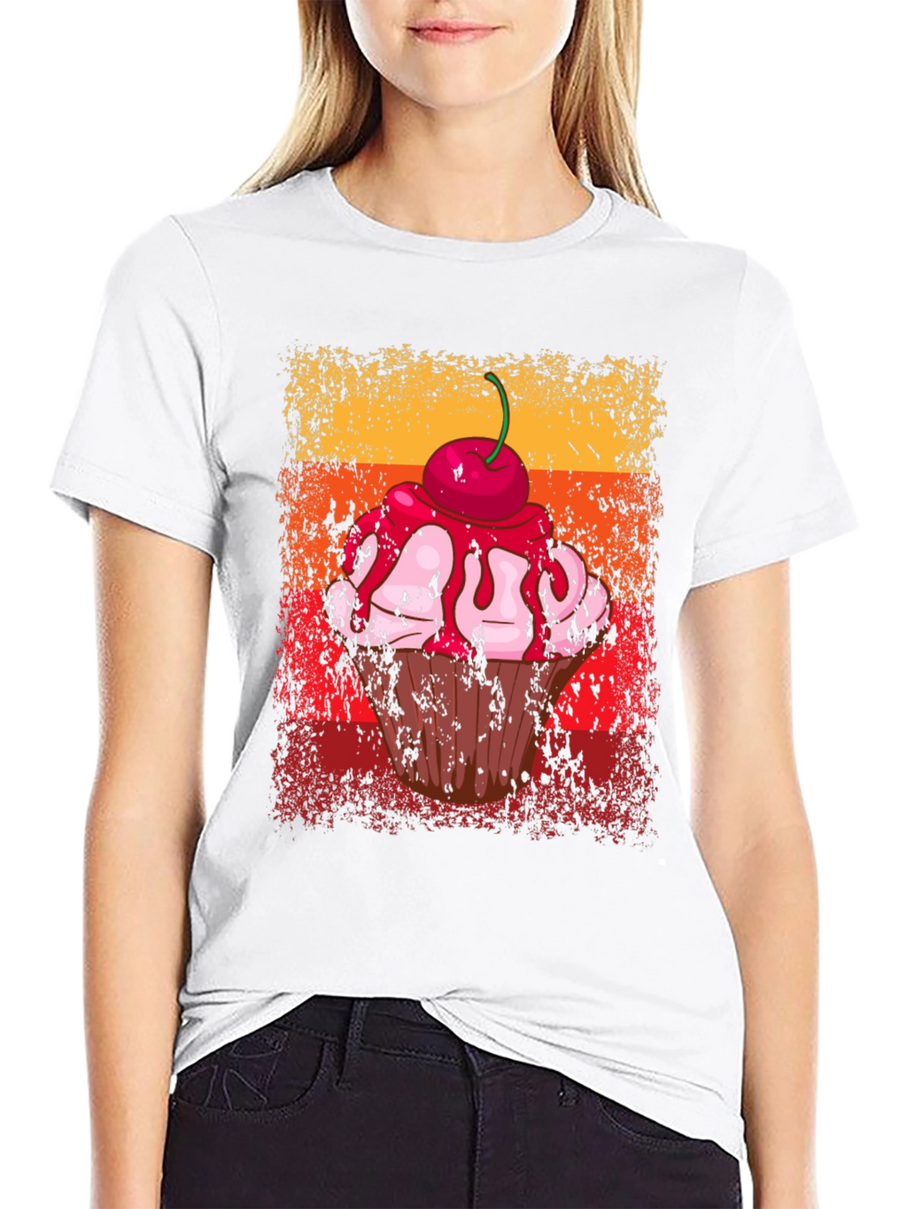 Retro Cupcake Graphic Tee - Stylish Novelty T-Shirt