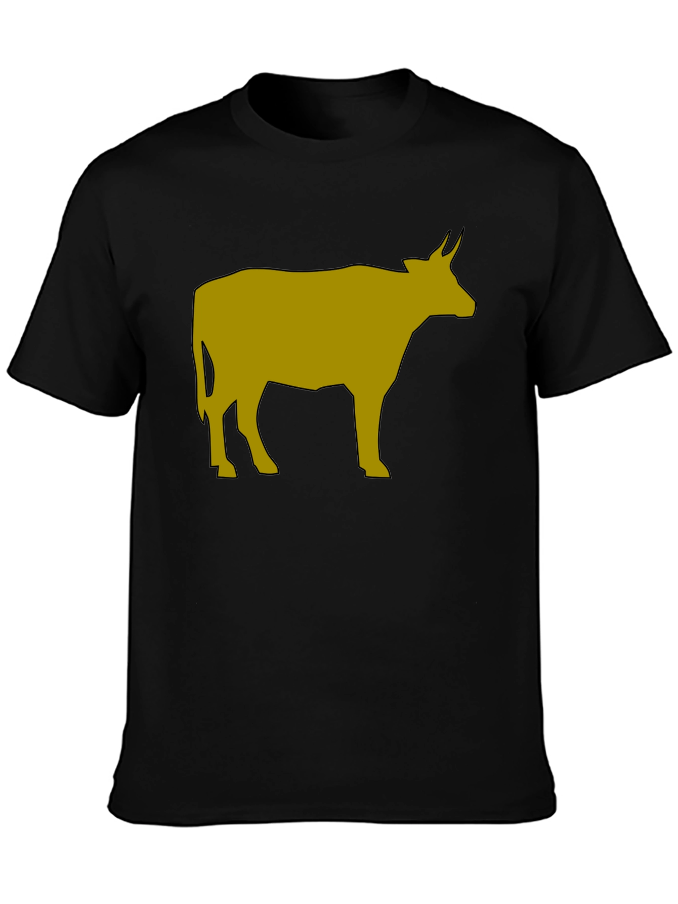 Cow Graphic Tee - Black Cotton Blend T-Shirt