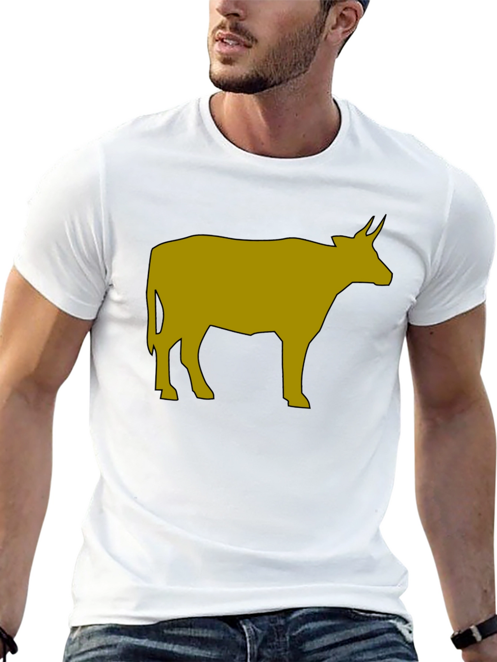 Cow Graphic Tee - Black Cotton Blend T-Shirt
