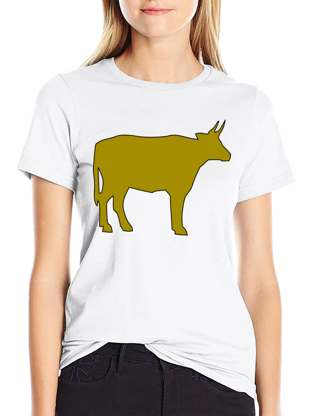 Cow Graphic Tee - Black Cotton Blend T-Shirt