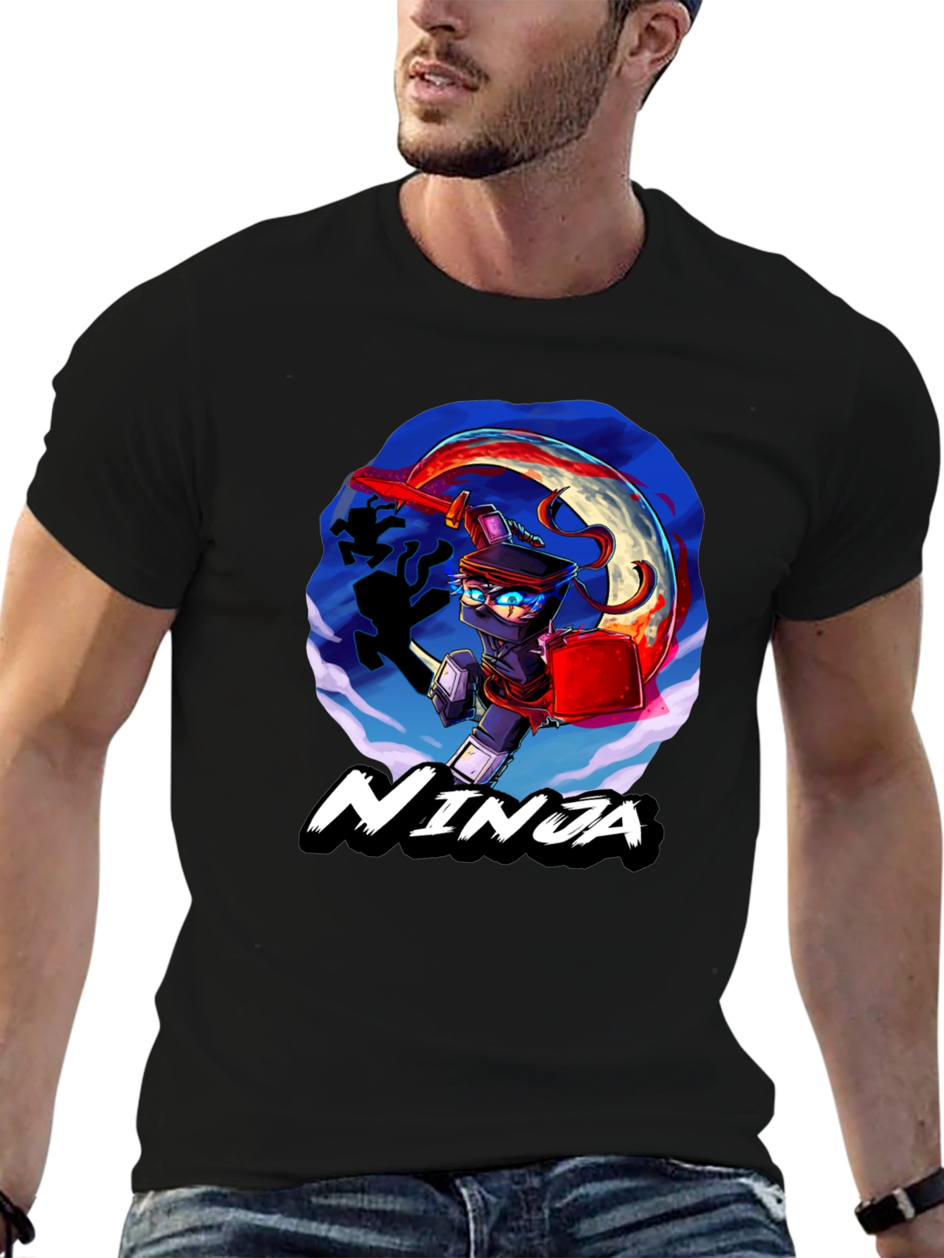 Ninja Graphic Black T-Shirt Cool Design