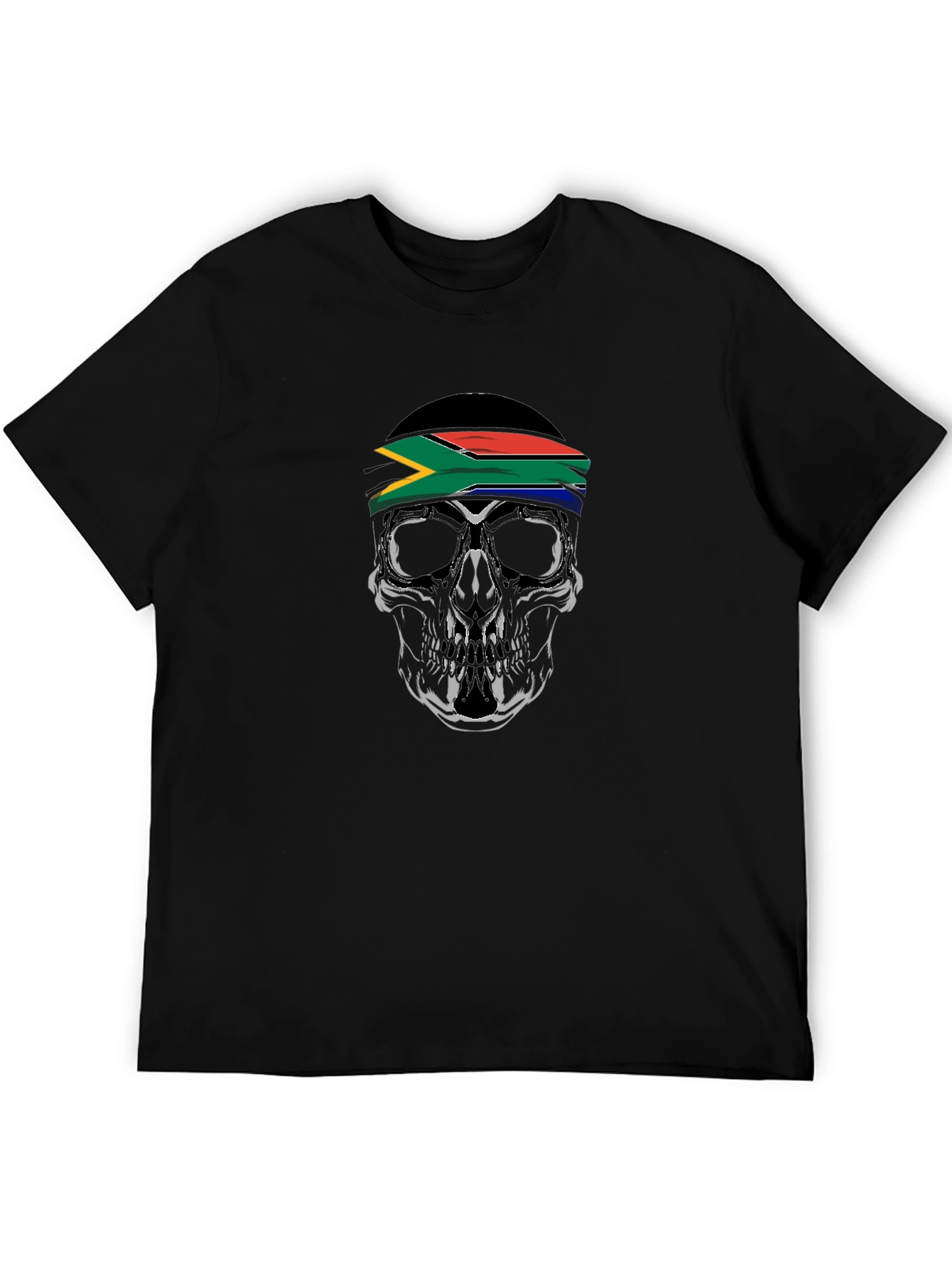 Skull with South African Flag Headband T-Shirt