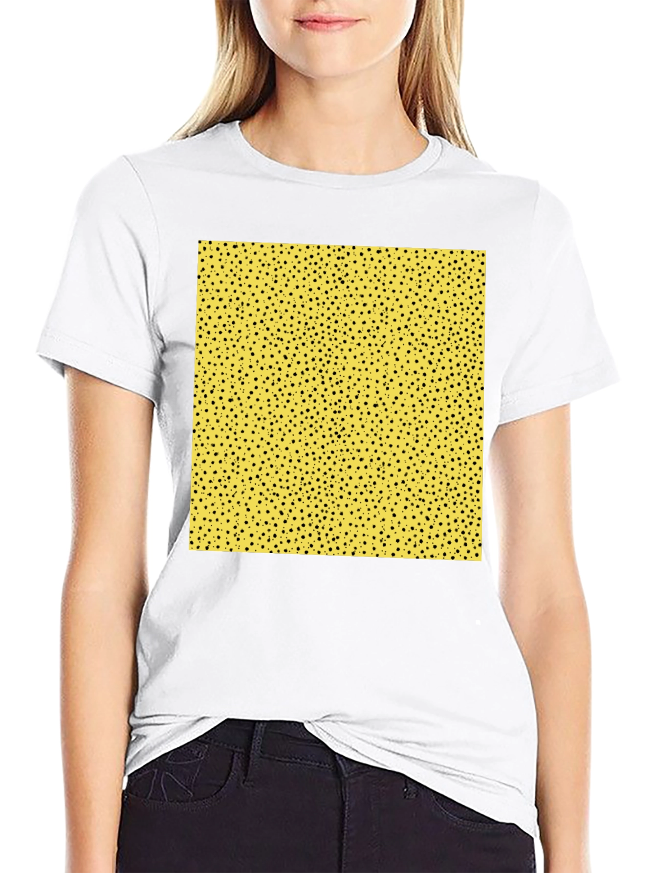 Black T-Shirt with Yellow & Black Speckle Design