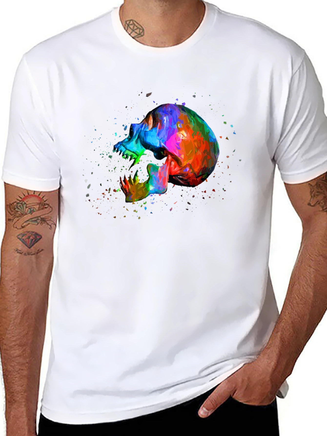 Vivid Skull Graphic Tee - Bold Artistic Design