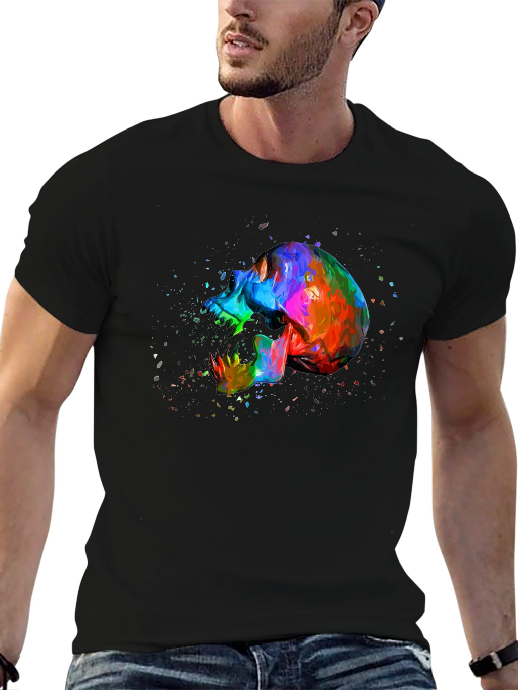 Vivid Skull Graphic Tee - Bold Artistic Design