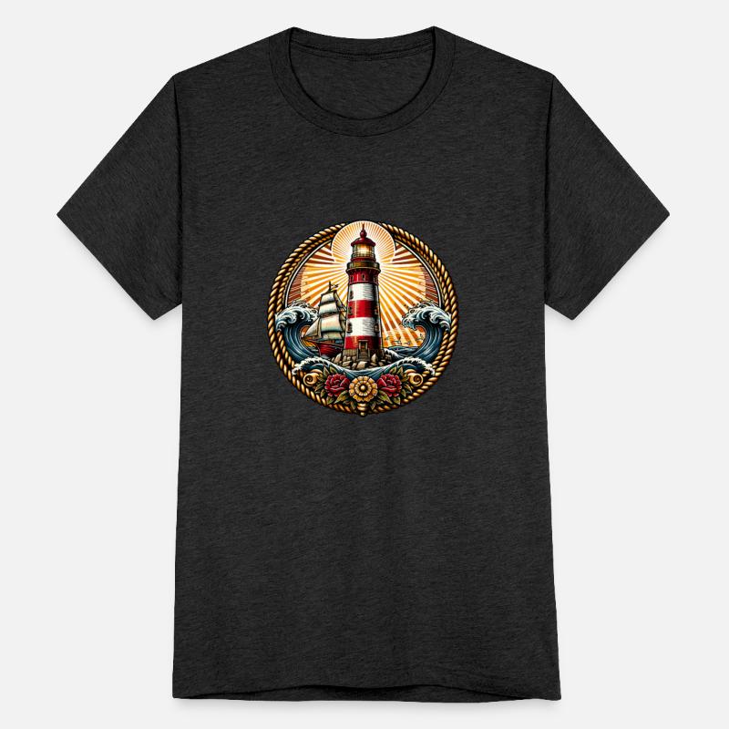Lighthouse & Sailboat Retro Tattoo Look