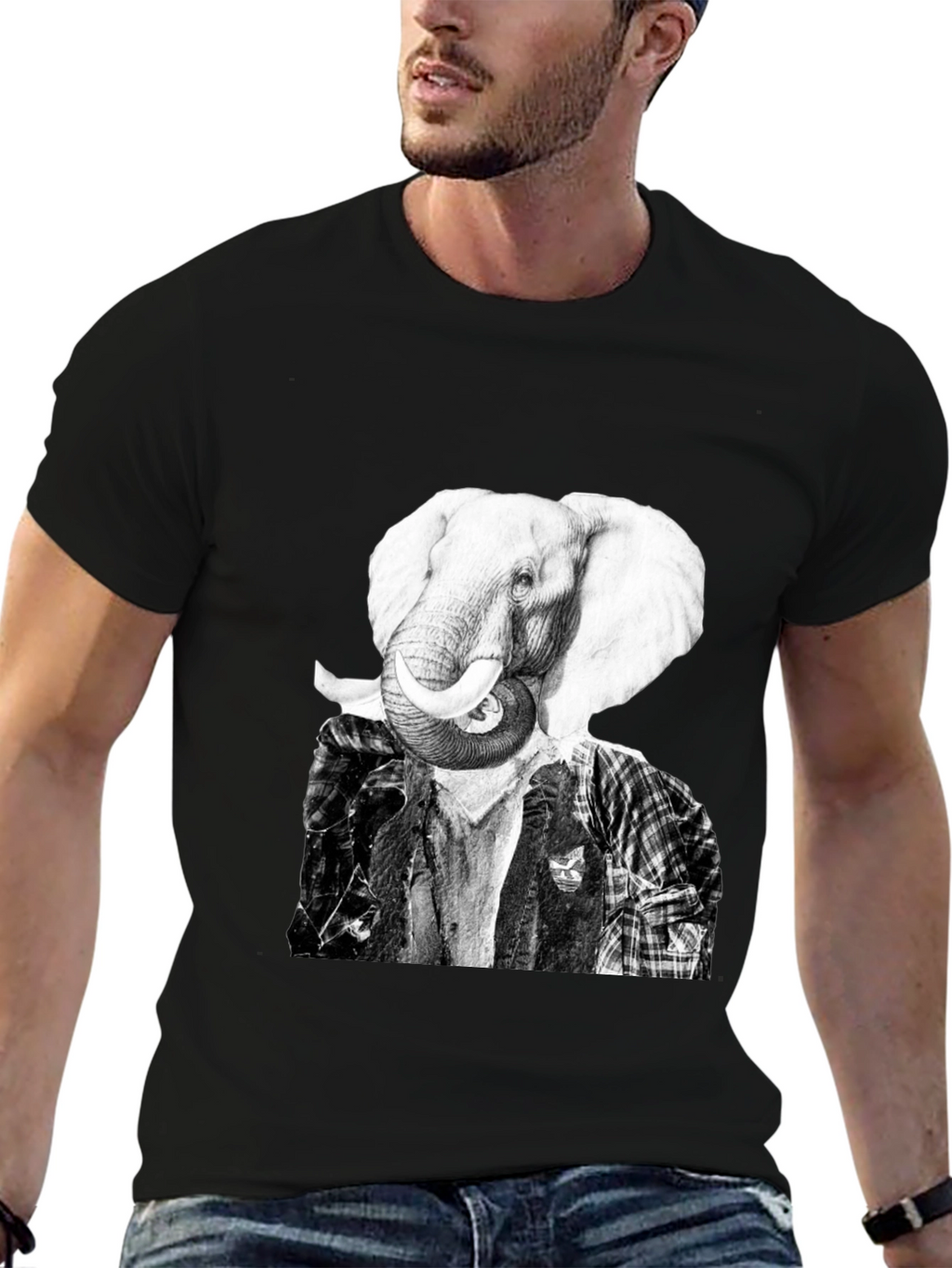 Elephant Head Graphic T-Shirt - Unique Animal Tee