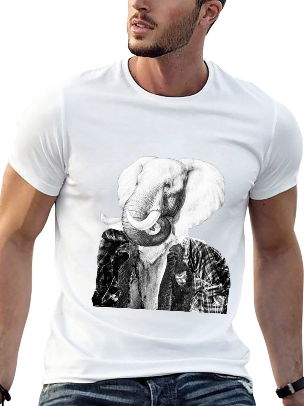 Elephant Head Graphic T-Shirt - Unique Animal Tee