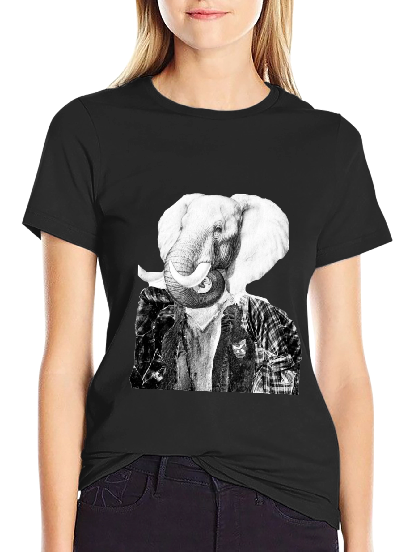 Elephant Head Graphic T-Shirt - Unique Animal Tee
