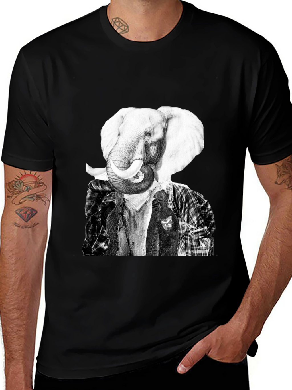Elephant Head Graphic T-Shirt - Unique Animal Tee