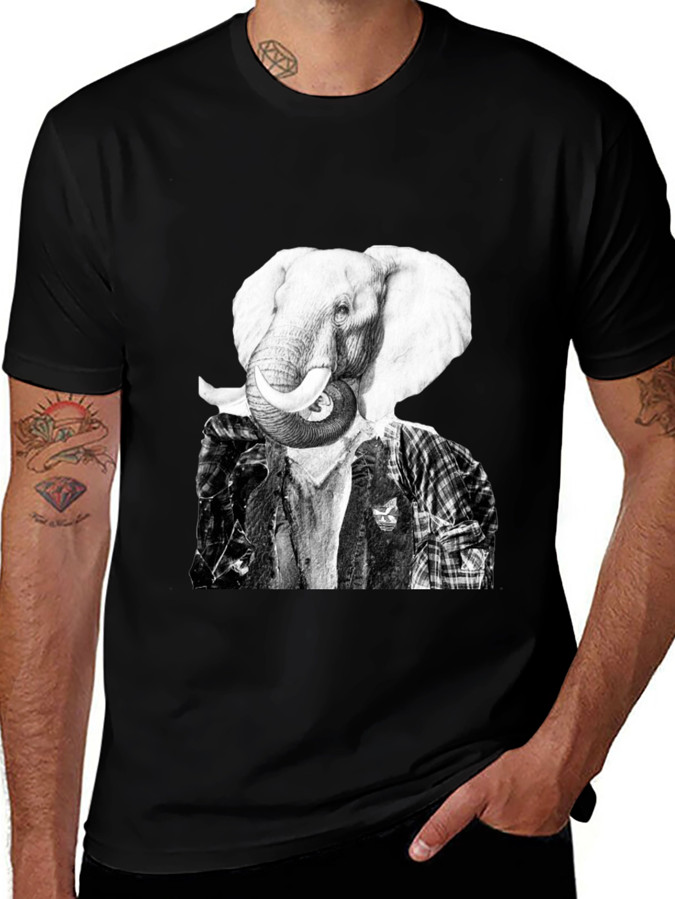 Elephant Head Graphic T-Shirt - Unique Animal Tee