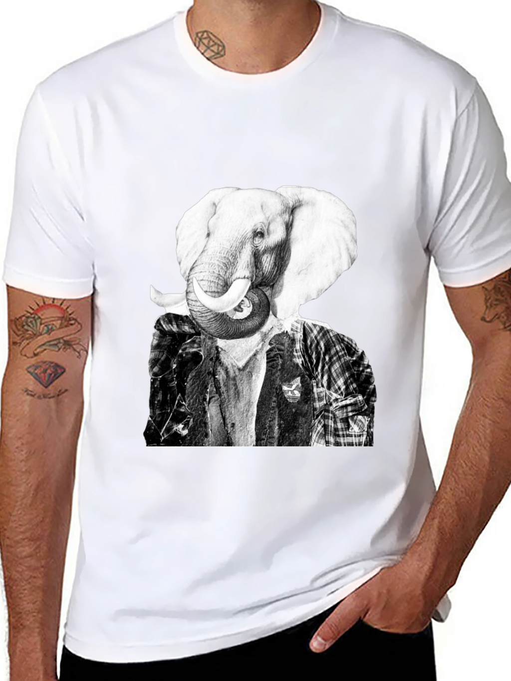 Elephant Head Graphic T-Shirt - Unique Animal Tee