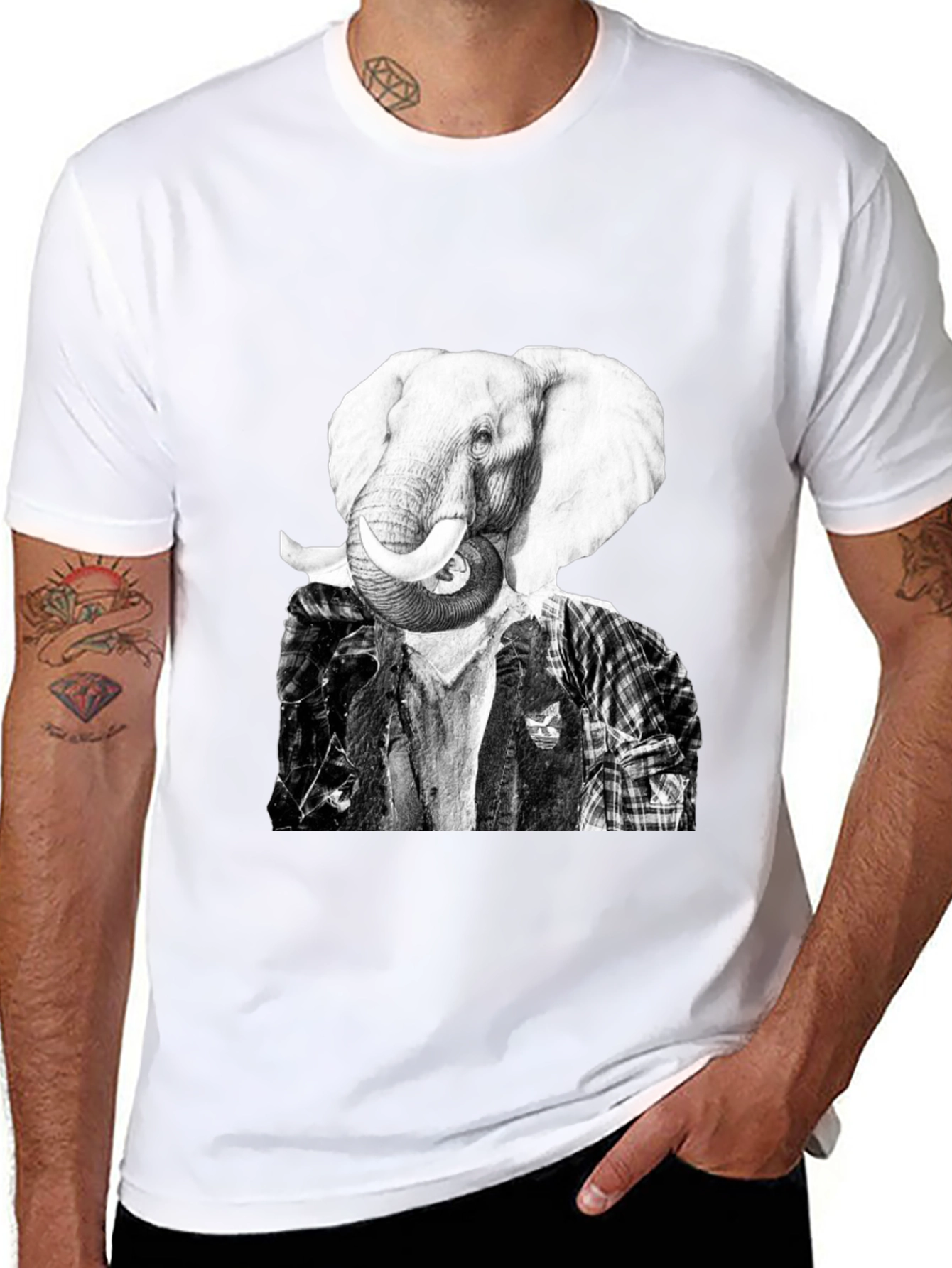 Elephant Head Graphic T-Shirt - Unique Animal Tee
