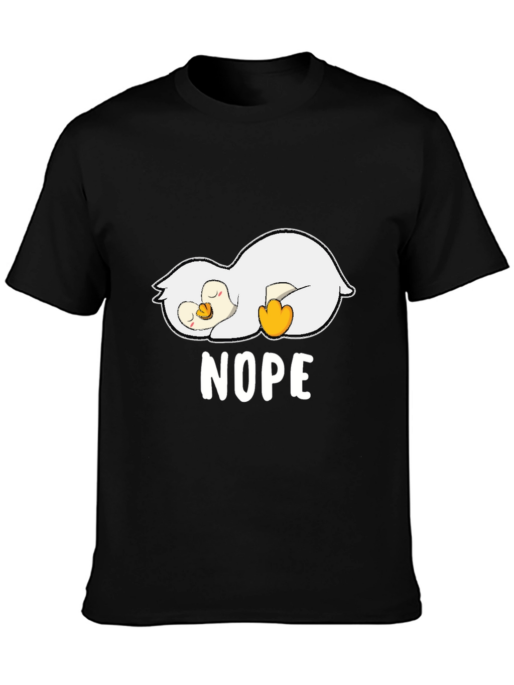 Nope Lazy Penguin Graphic T-Shirt - Black
