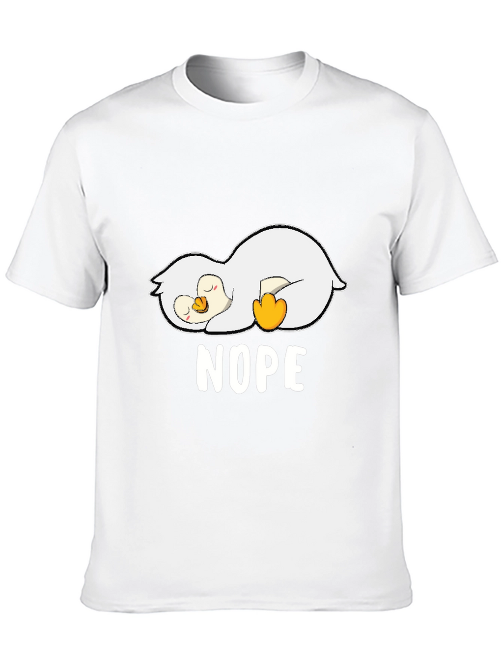 Nope Lazy Penguin Graphic T-Shirt - Black