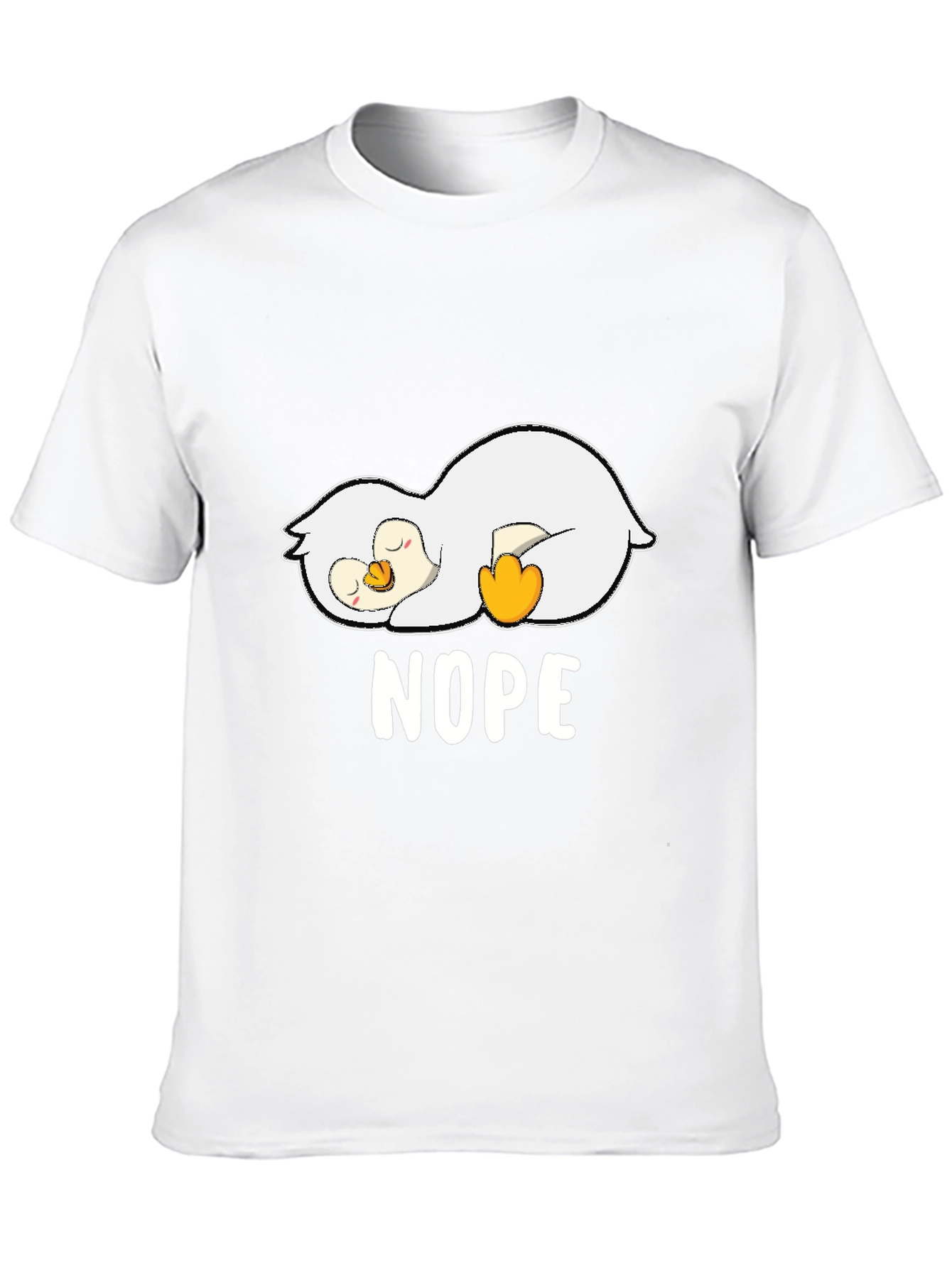 Nope Lazy Penguin Graphic T-Shirt - Black