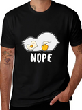 Nope Lazy Penguin Graphic T-Shirt - Black