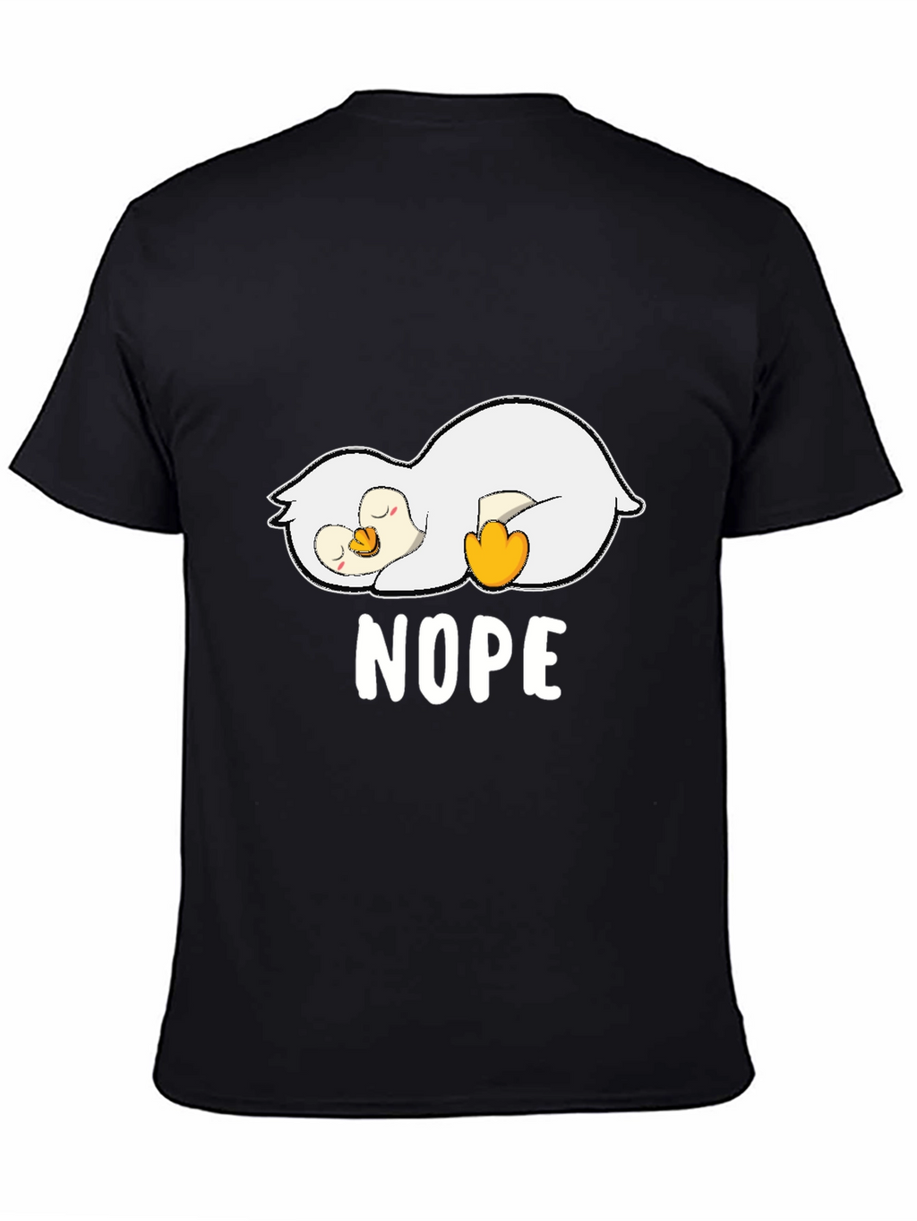 Nope Lazy Penguin Graphic T-Shirt - Black