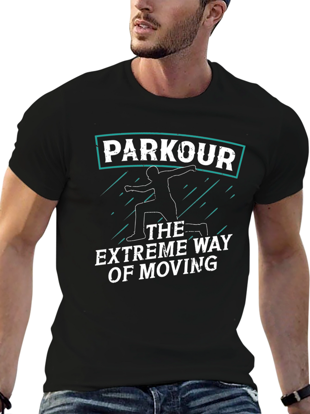 Parkour Extreme Way of Moving Graphic Black Tee