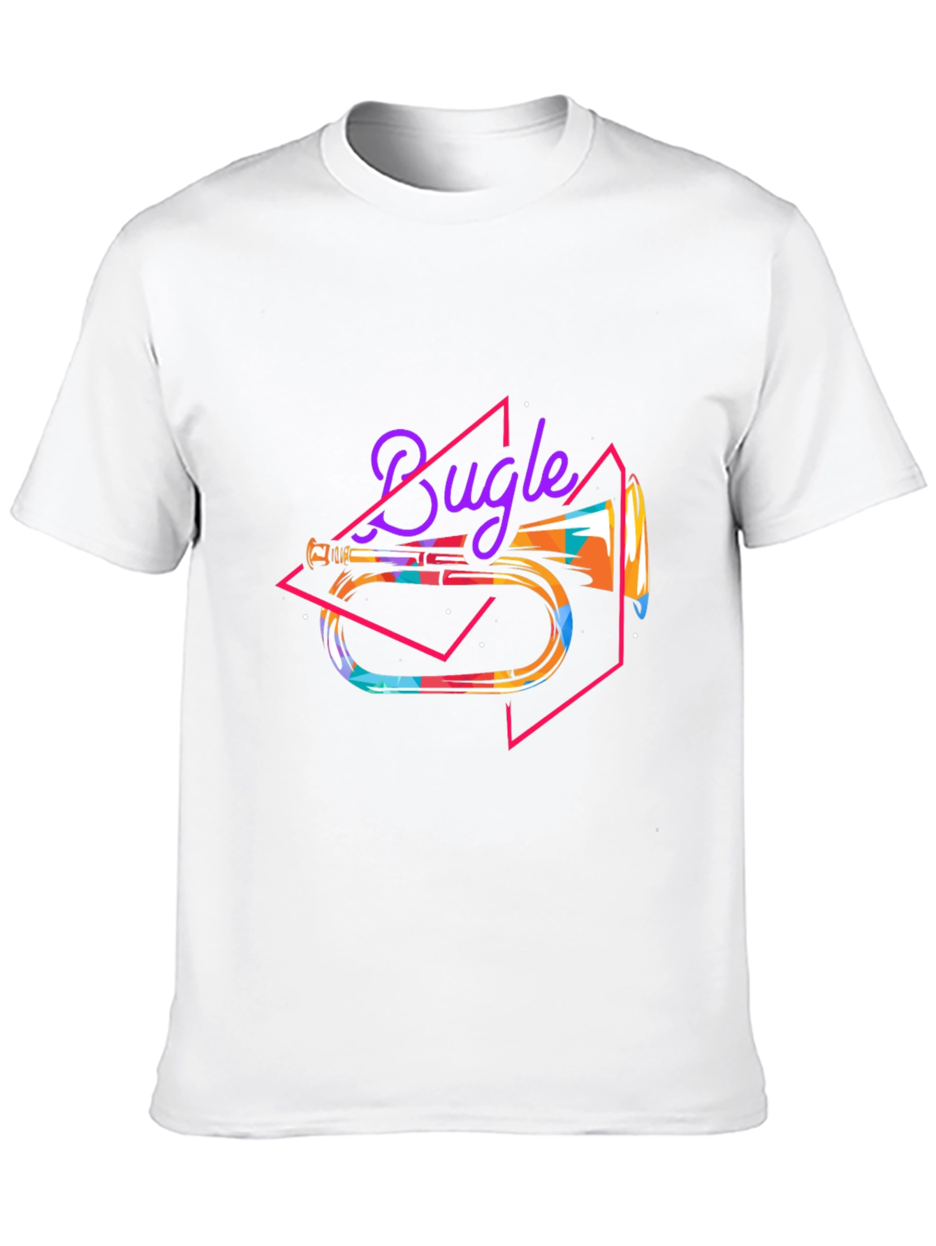 Retro Bugle Graphic Tee - Black Cotton T-Shirt