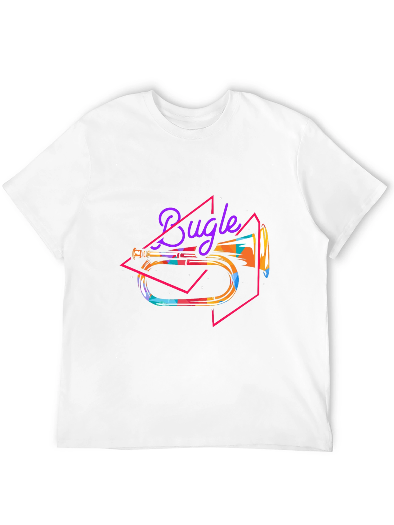 Retro Bugle Graphic Tee - Black Cotton T-Shirt