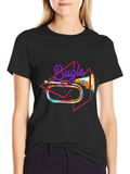 Retro Bugle Graphic Tee - Black Cotton T-Shirt