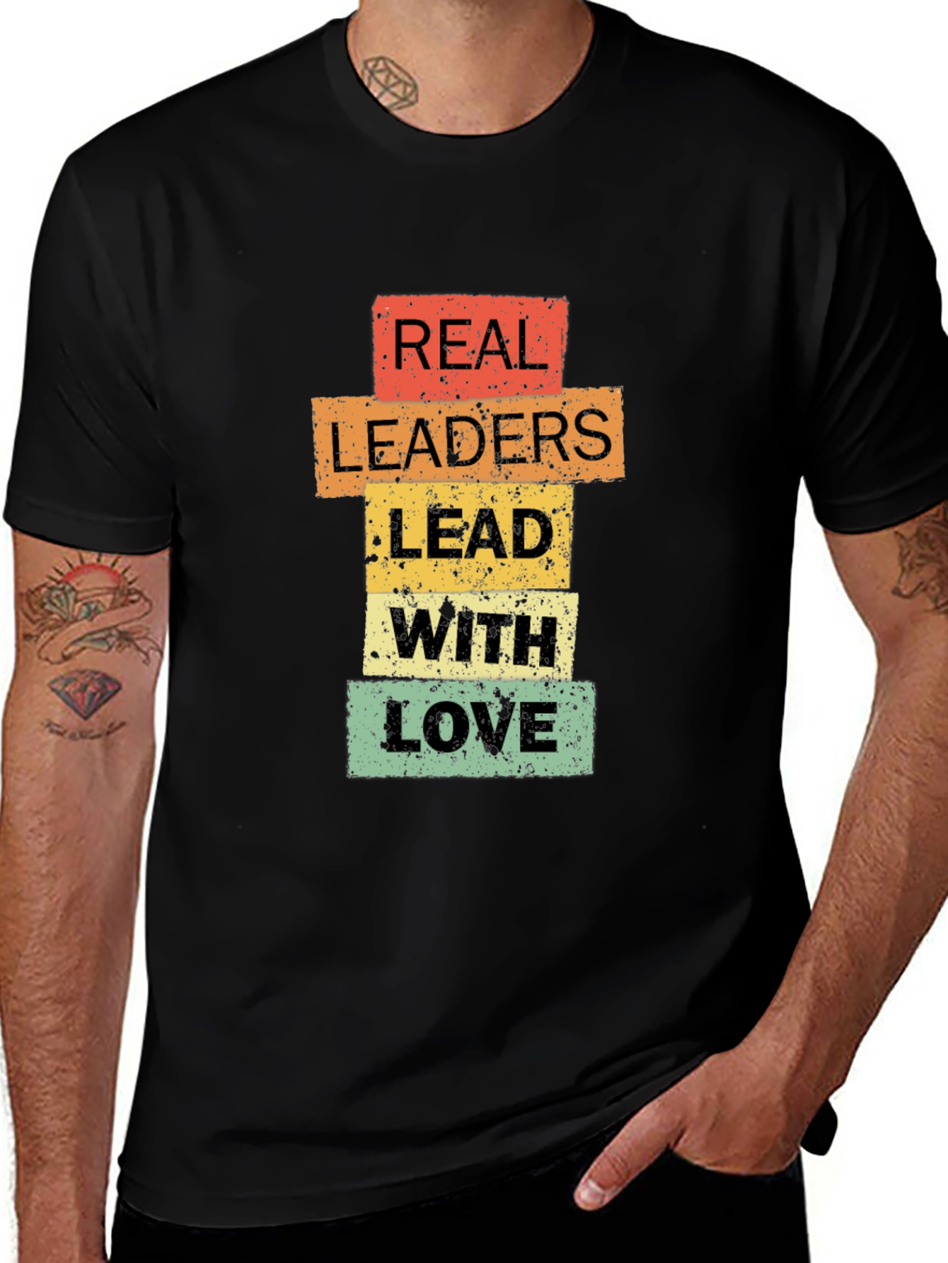 Real Leaders Lead With Love T-Shirt - Positive Message Tee