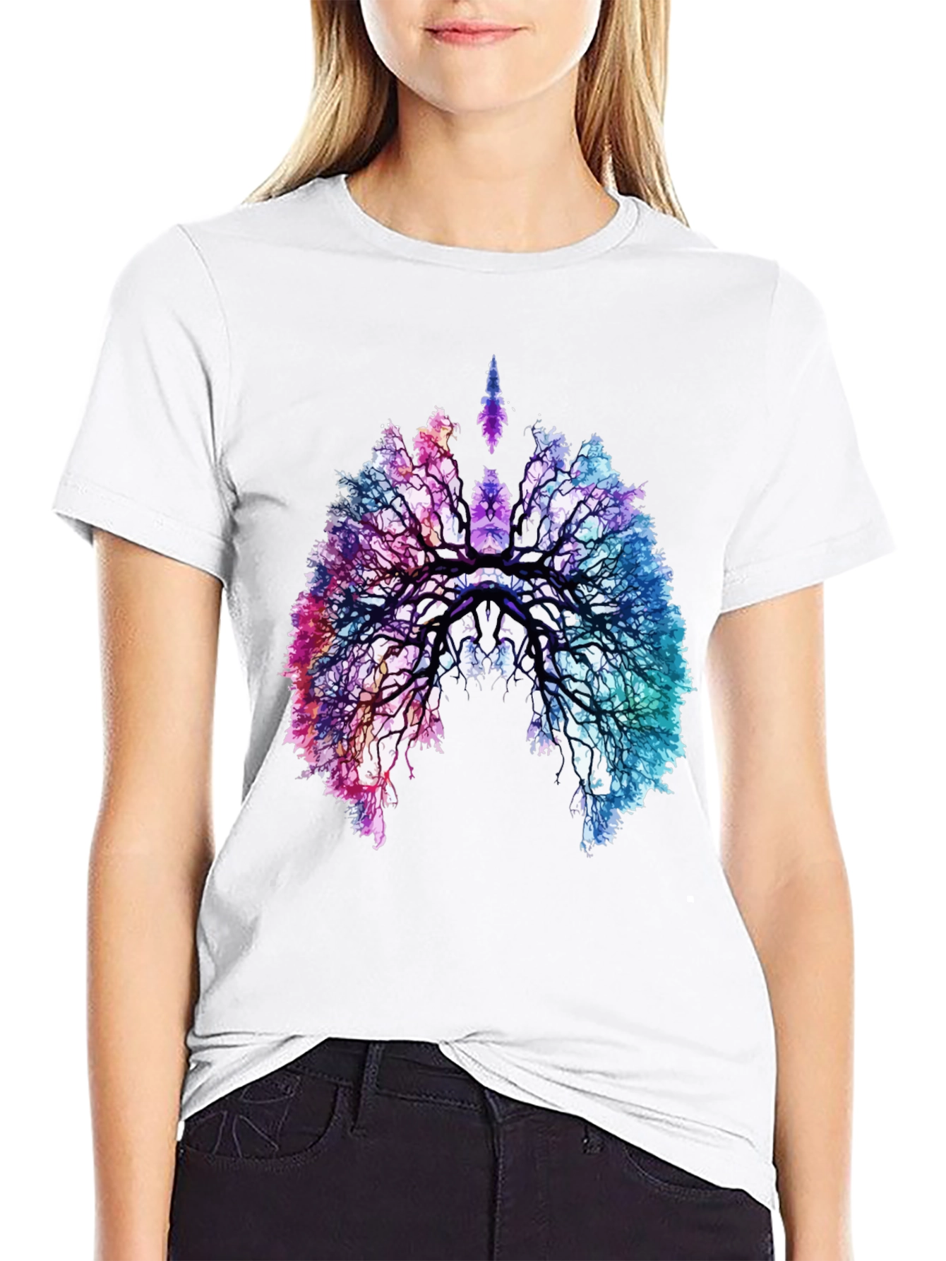 Nature Lungs Graphic Tee - Black Cotton T-Shirt
