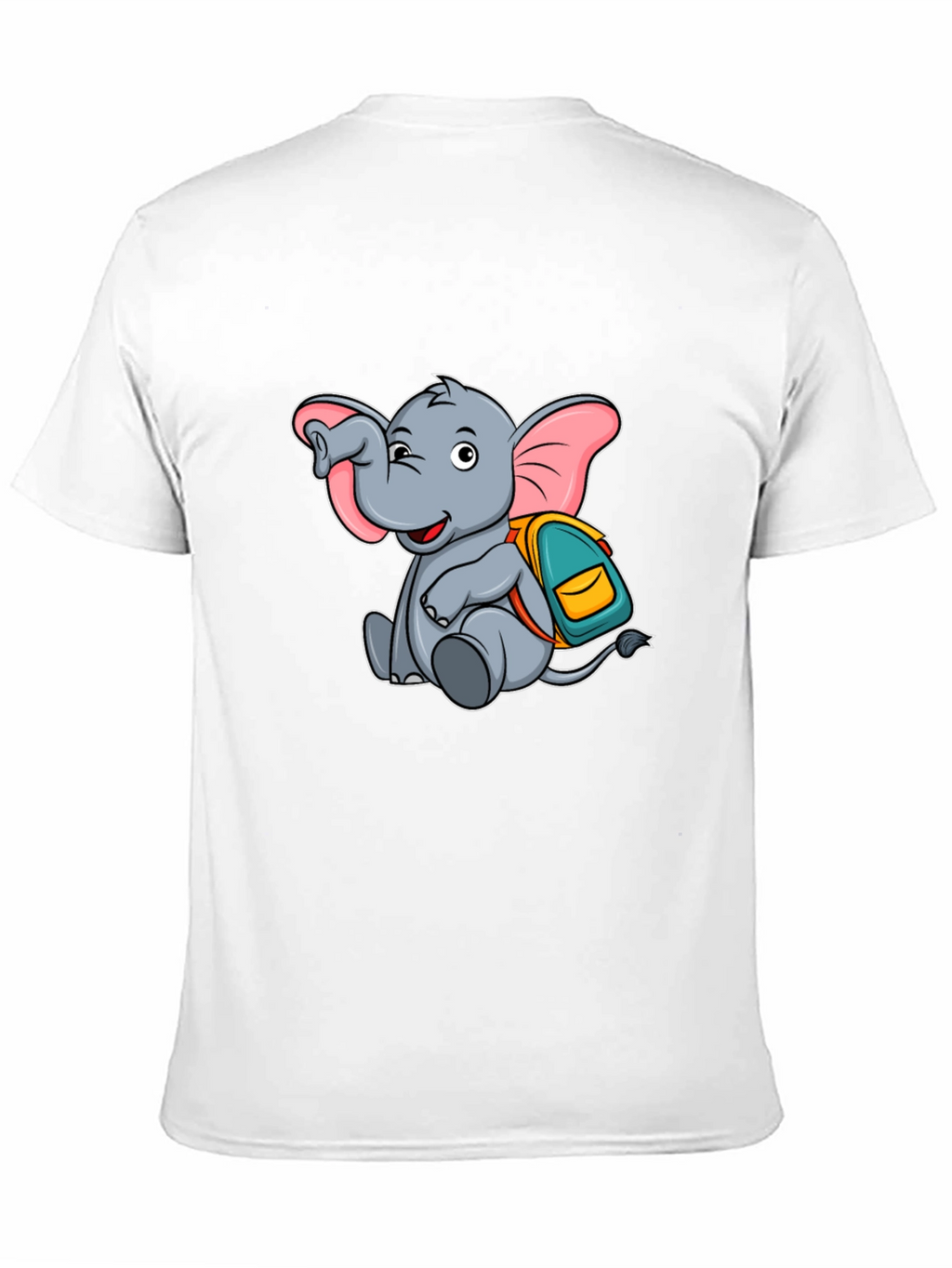 Cute Elephant with Backpack Black T-Shirt