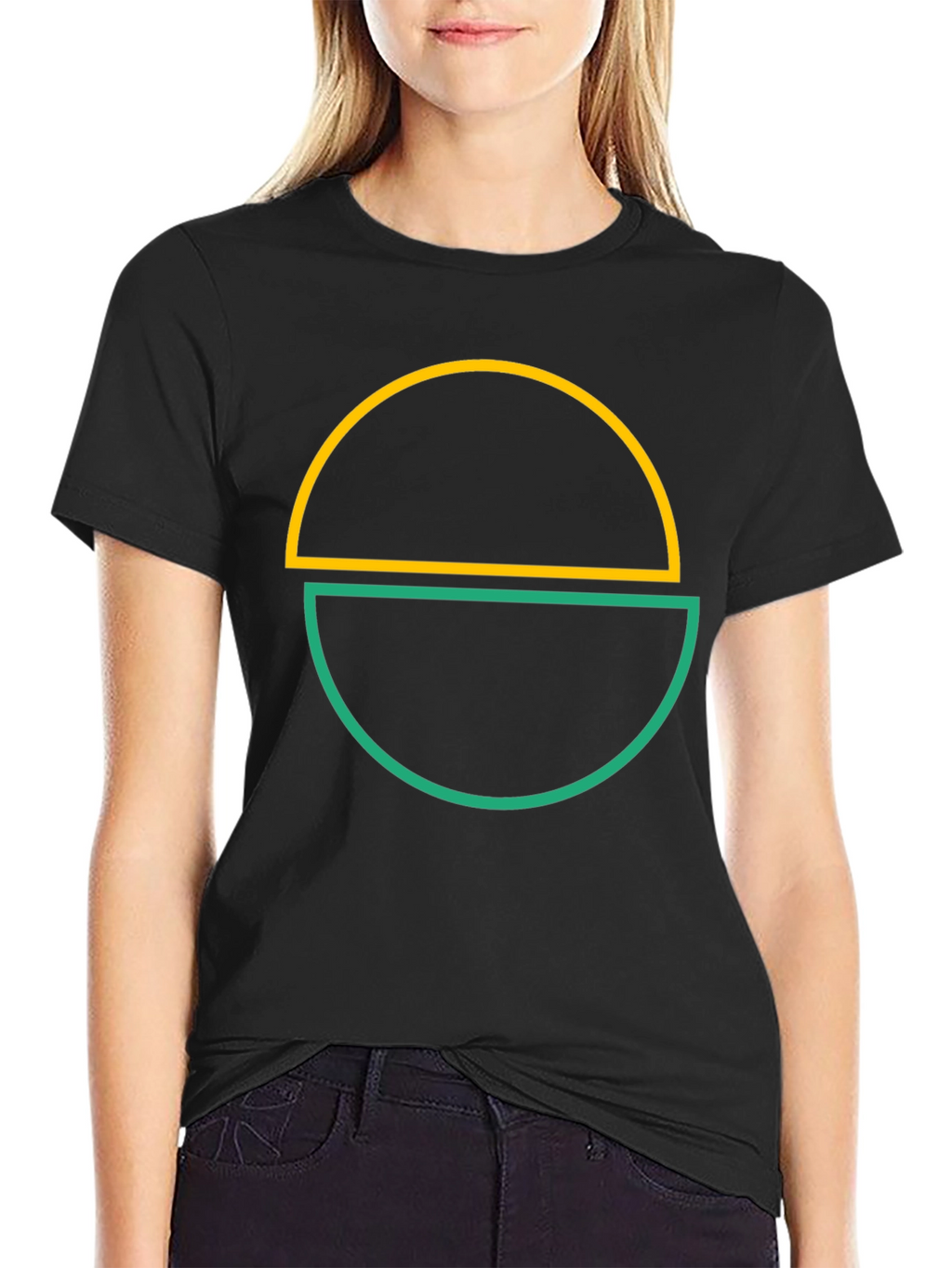 Abstract Half Circle Graphic Tee - Modern Design