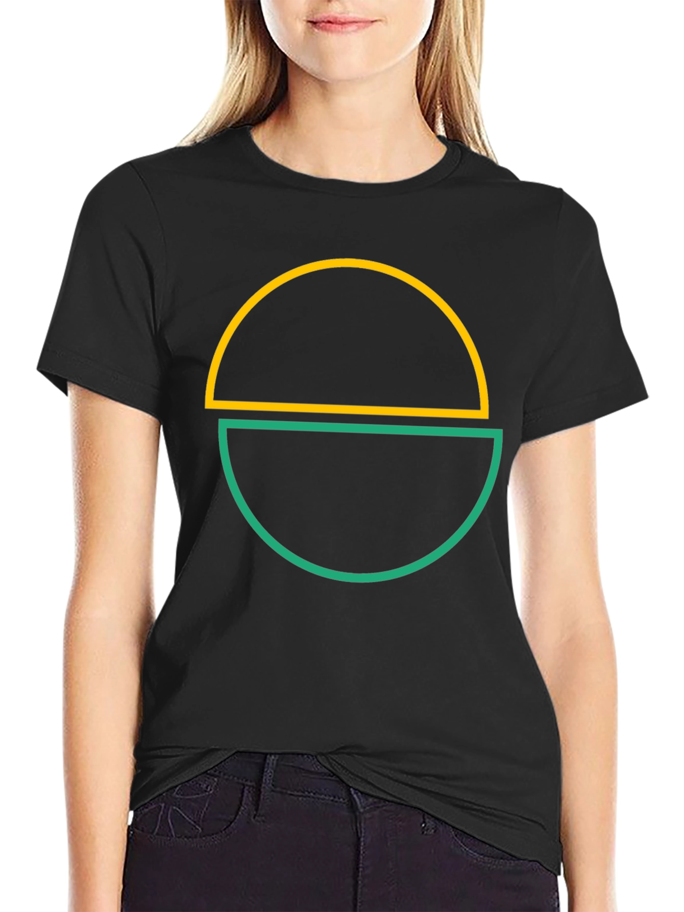 Abstract Half Circle Graphic Tee - Modern Design