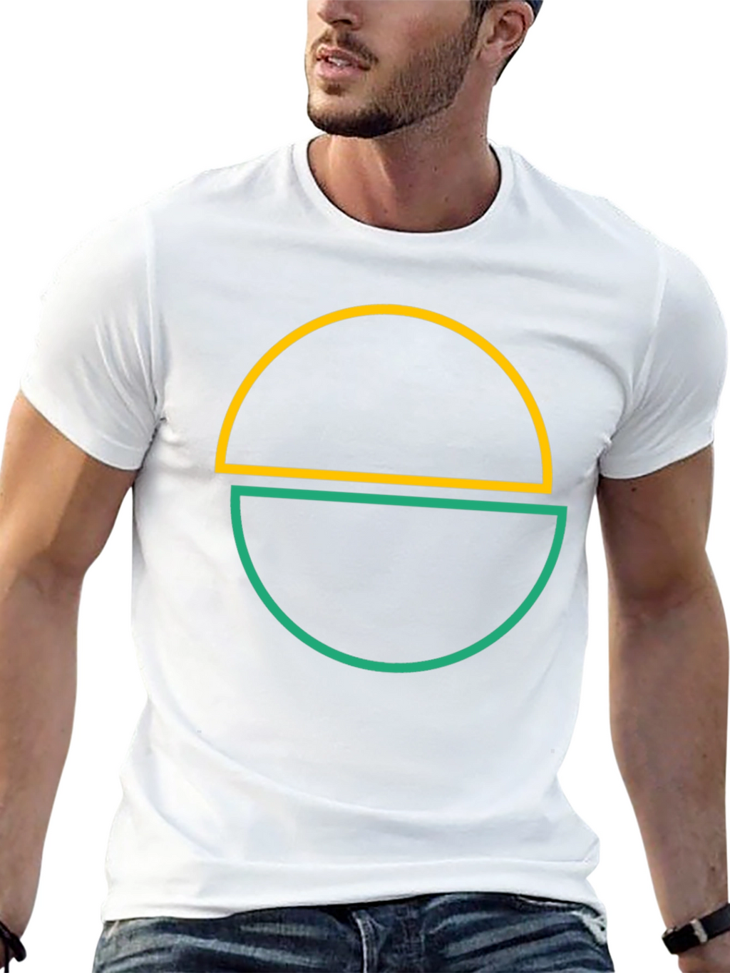 Abstract Half Circle Graphic Tee - Modern Design