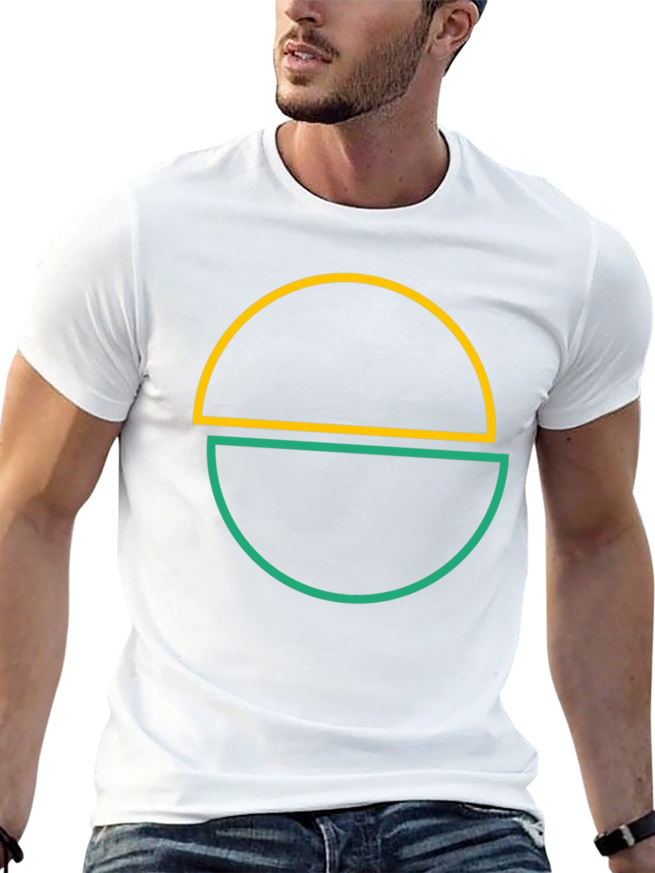 Abstract Half Circle Graphic Tee - Modern Design