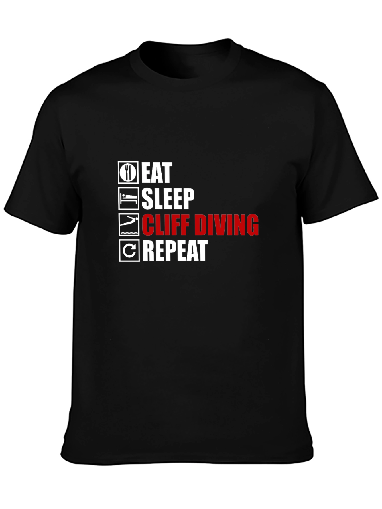Eat Sleep Cliff Diving Repeat Black T-Shirt