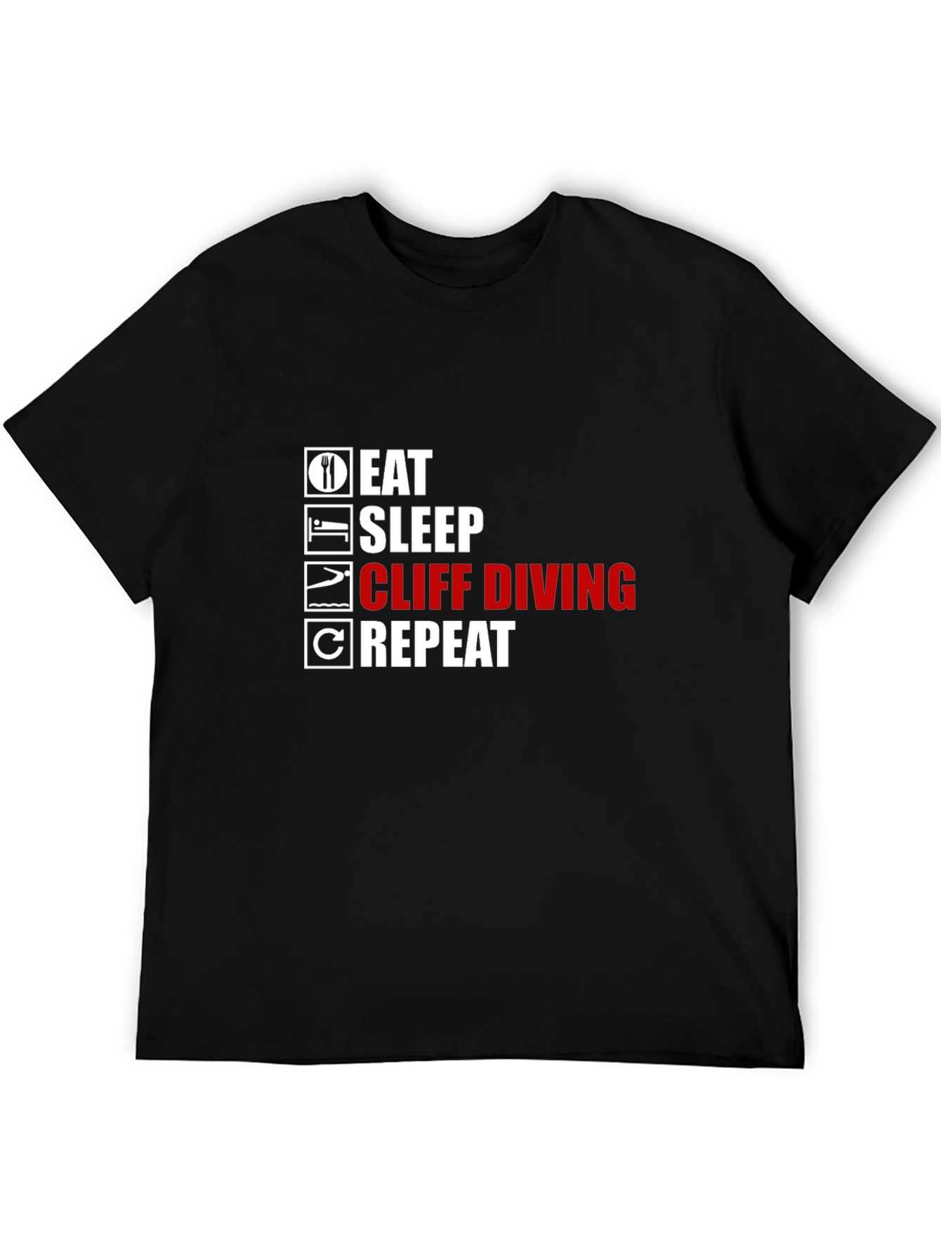 Eat Sleep Cliff Diving Repeat Black T-Shirt