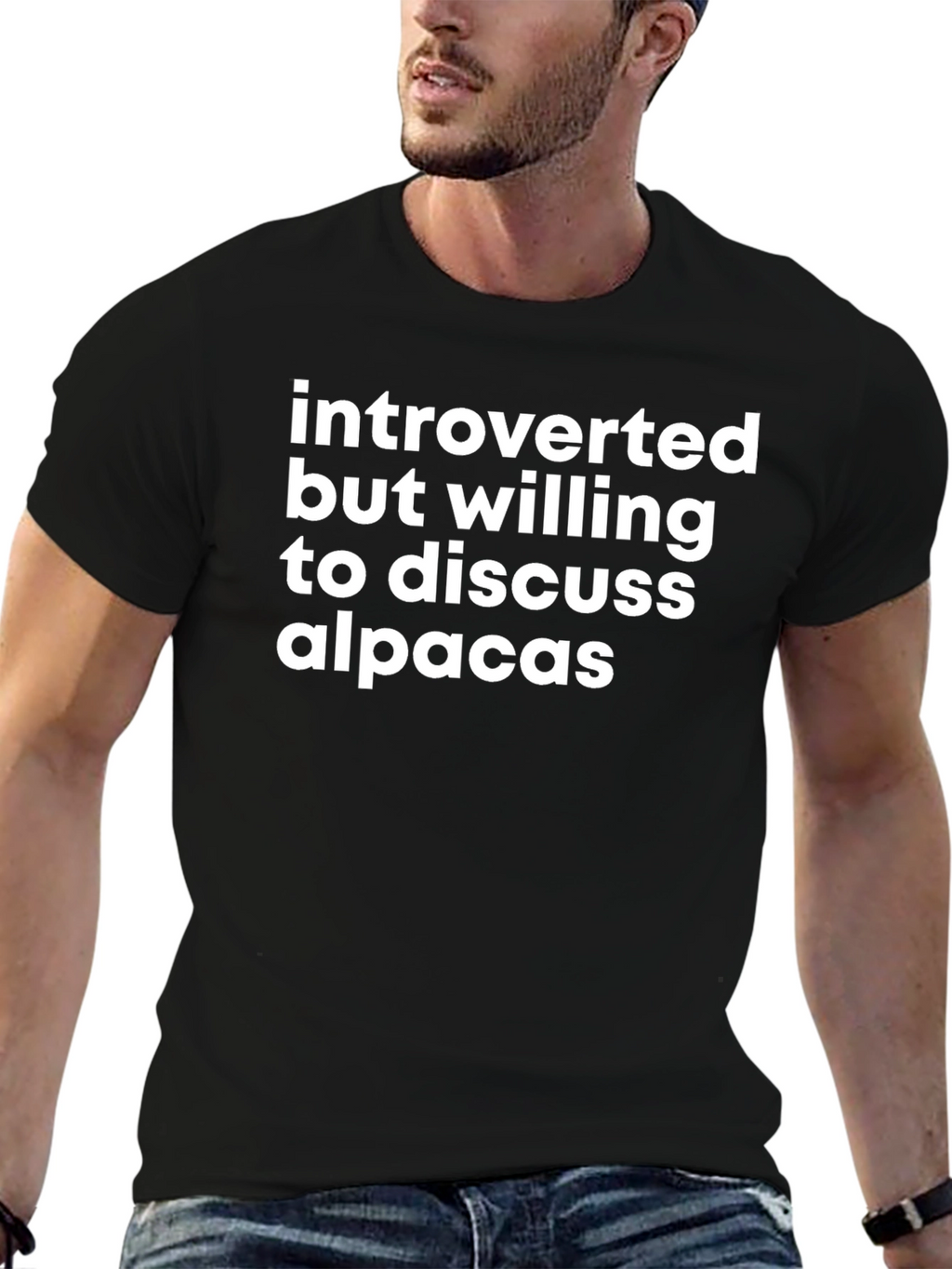 Introverted Alpaca T-Shirt - Black Cotton Graphic Tee