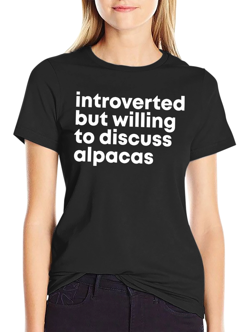 Introverted Alpaca T-Shirt - Black Cotton Graphic Tee