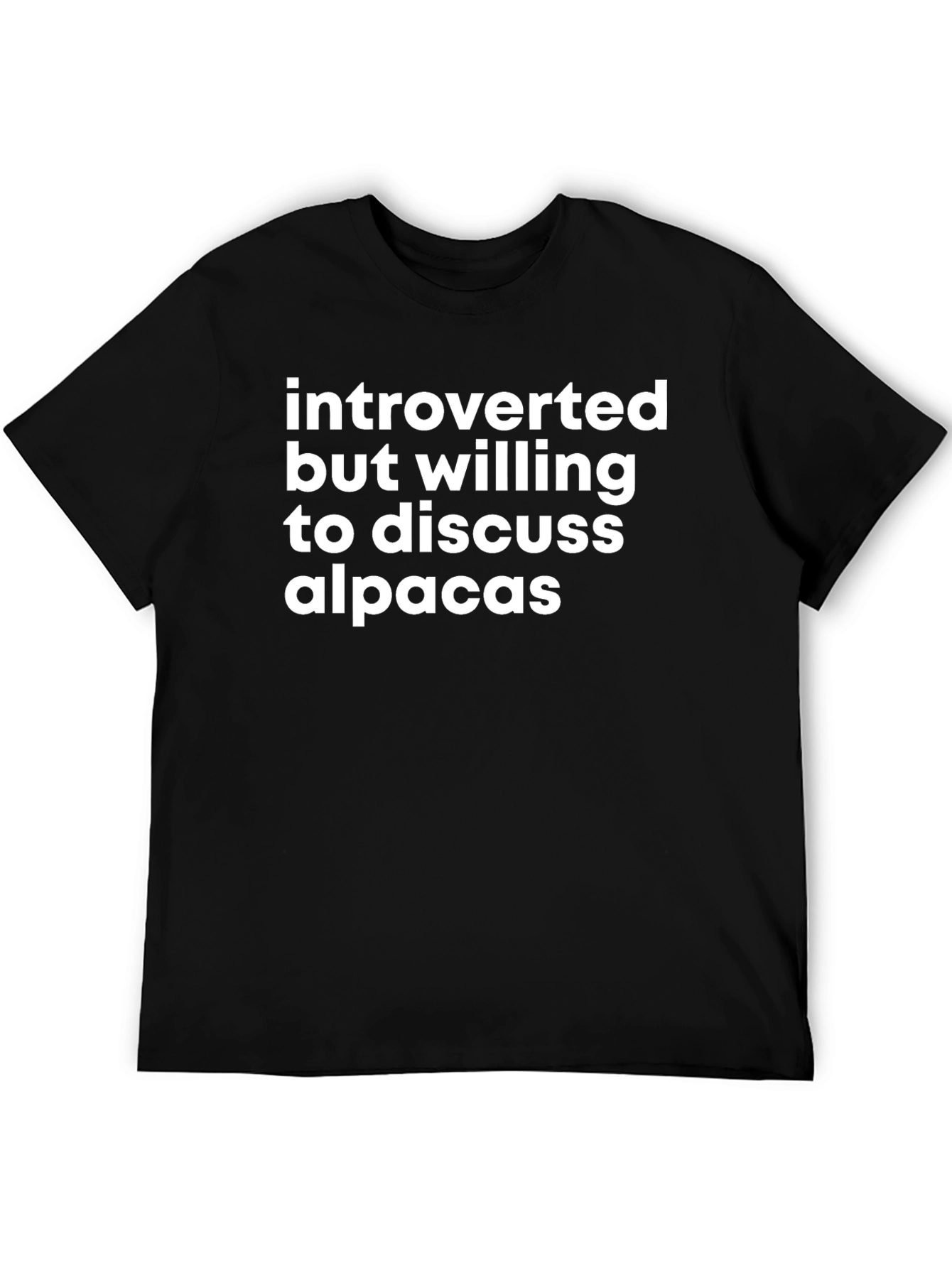 Introverted Alpaca T-Shirt - Black Cotton Graphic Tee