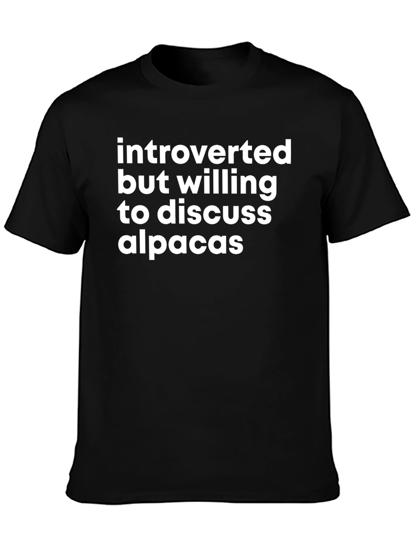 Introverted Alpaca T-Shirt - Black Cotton Graphic Tee