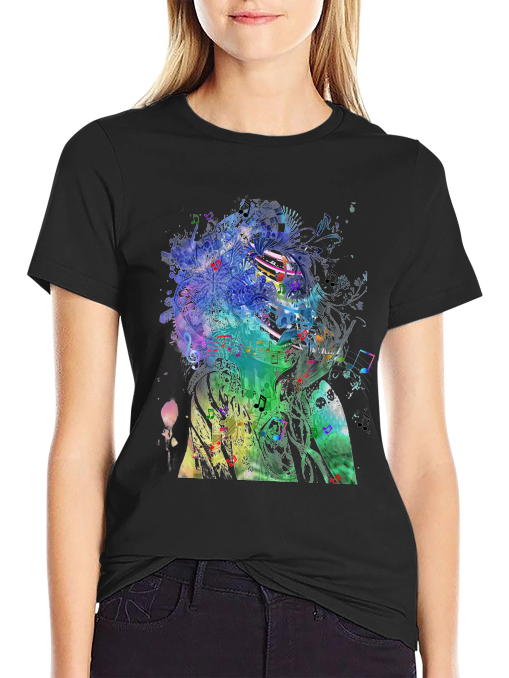 Music Art Print Mens Black T-Shirt