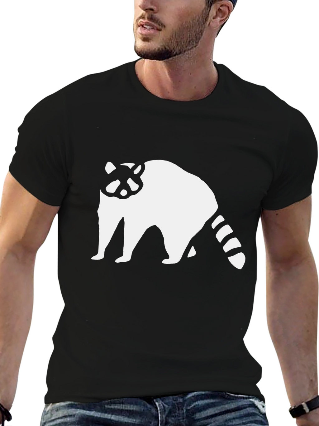 Raccoon Graphic T-Shirt - Black Cotton Tee