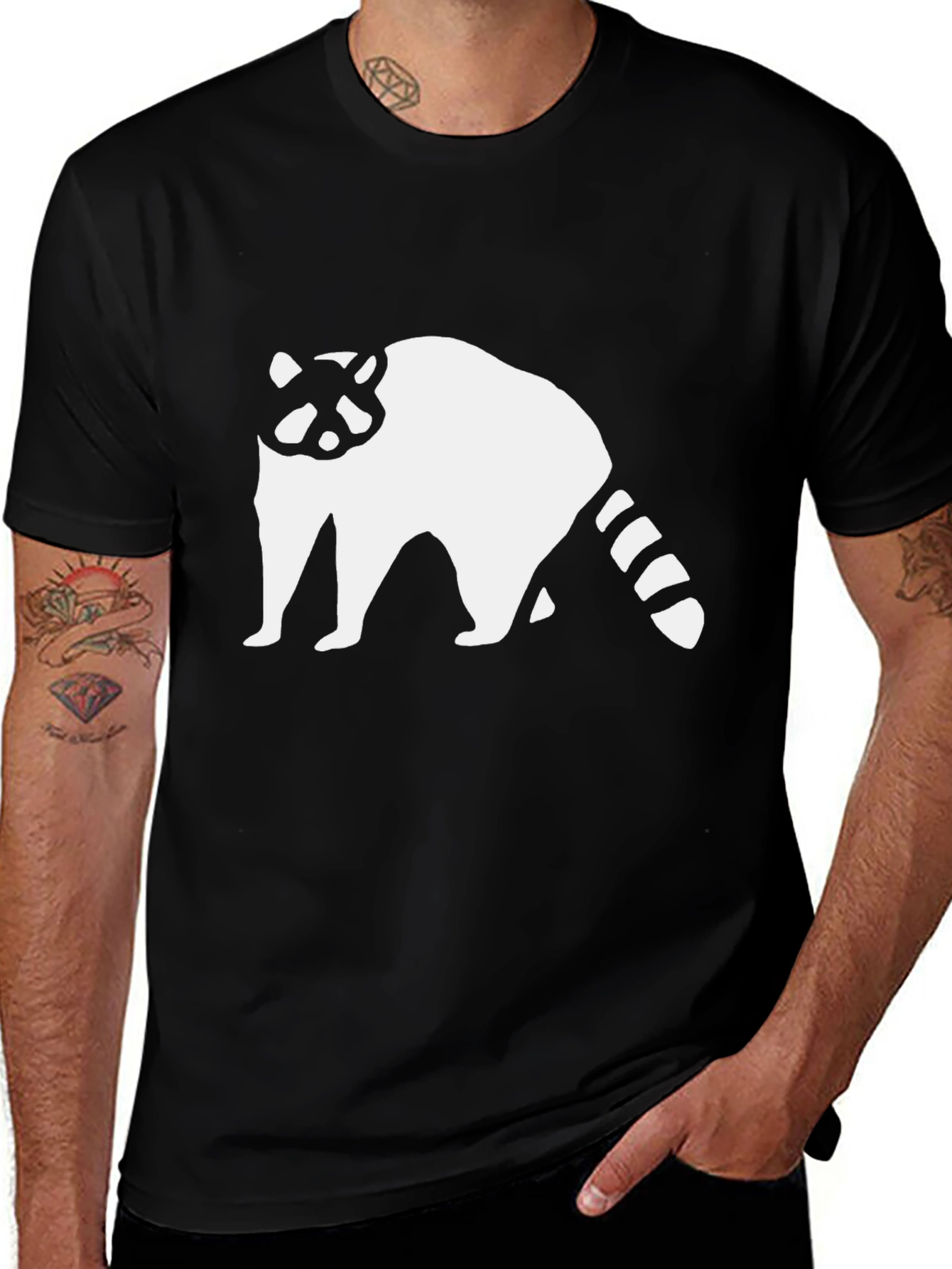 Raccoon Graphic T-Shirt - Black Cotton Tee