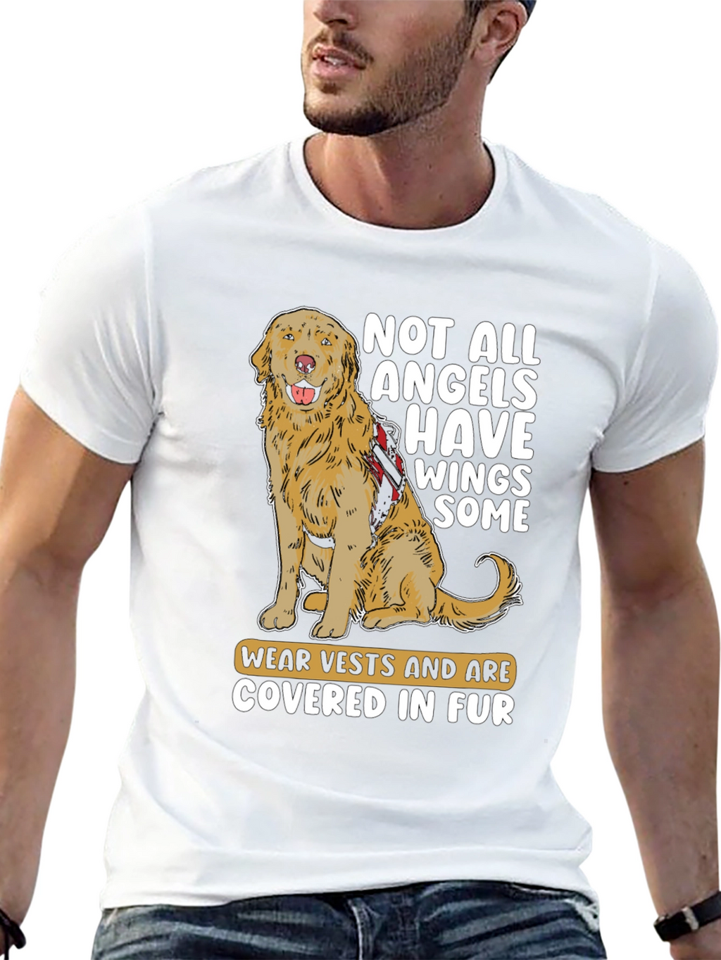 Dog Angel T-Shirt: Furry Friends with Vests