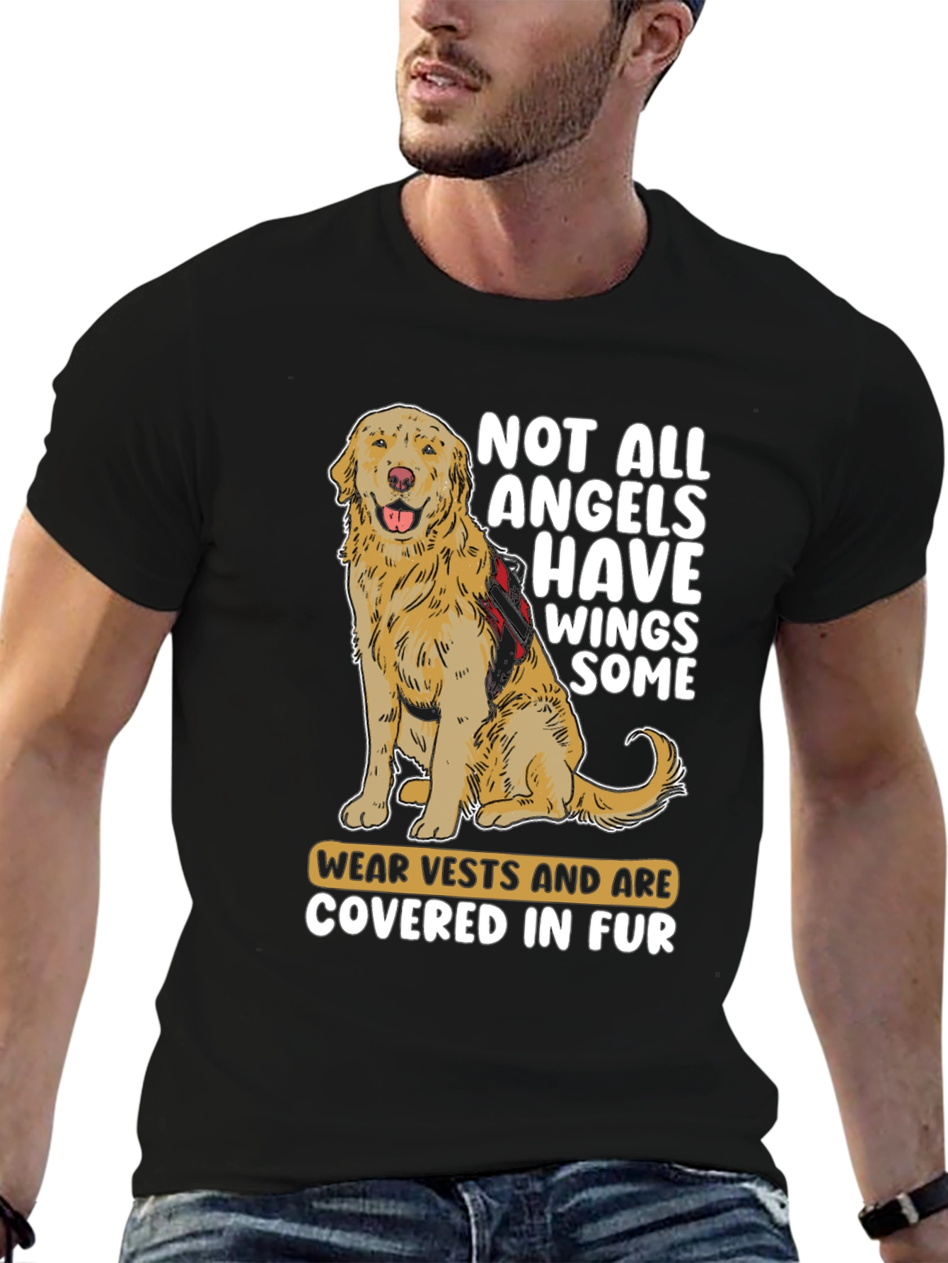 Dog Angel T-Shirt: Furry Friends with Vests